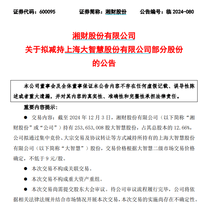 5天4涨停！重要股东突然宣布：择机减持！