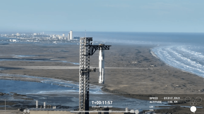 SpaceX星舰第七次试飞入轨失败,但再次完成“筷子夹火箭”回收