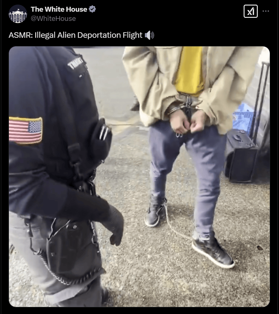 白宫发布非法移民戴镣铐登机视频引争议，有网友不满：把驱逐变成丑剧太可鄙
