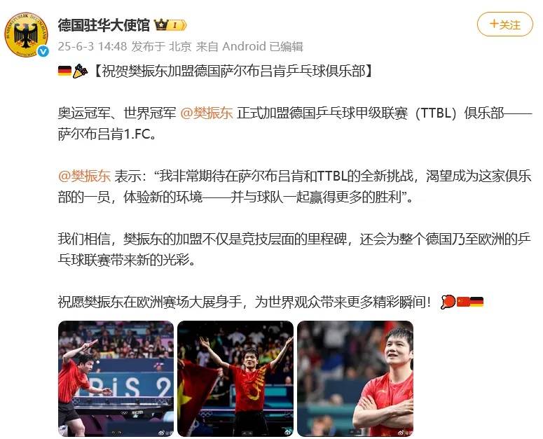 球队经理回应樊振东德甲待遇:绝非象征性的“握手礼”,但也没有夸张的财力规模