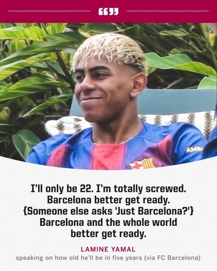 年少轻狂！亚马尔谈五年后：巴萨和全世界到时候最好准备好了
